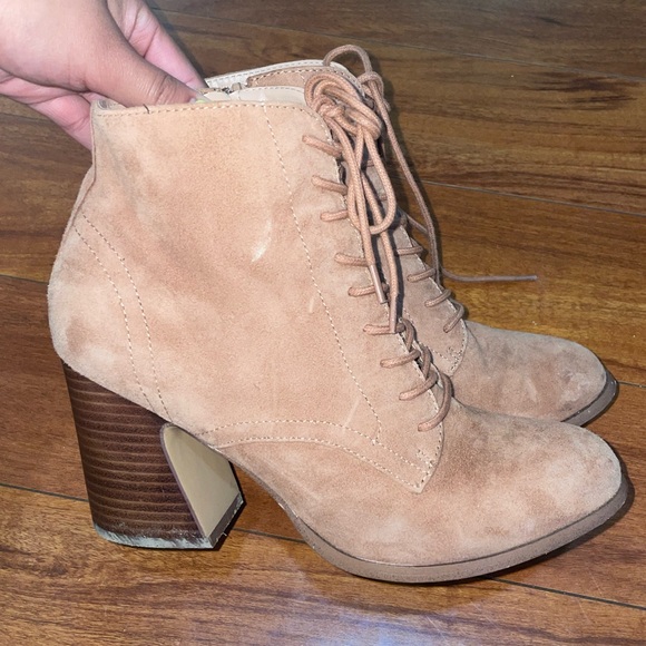 kenzie Shoes - Nude Lace Up Ankle Boots
